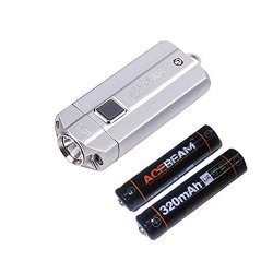 Acebeam UC15 Keychain Light Cree Xpl Hi LED 1000 Lumen W 2X 10440 Rechargeable Batteries Silver