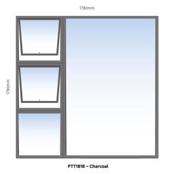 Top Hung Aluminium Window Charcoal PTT1818 2 Vent W1800MM X H1800MM