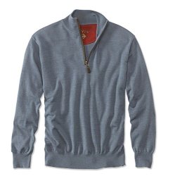 Orvis Men's Merino Wool Zipneck Sweater Blue X Large