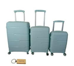 3 Piece Hard Outer Shell Luggage Set-green + Keyring