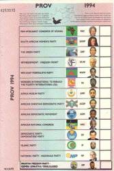 R.s.a. Official 1994 Provincial Ballot Paper Pwv With Ifp Sticker Complete