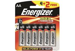 Energizer 1.5V Max Alkaline Aa Battery Card 4+2 Free