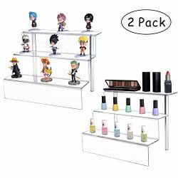 Richboom 3 Step Acrylic Riser Display Stand Shelf For Amiibo Funko Pop Figures Cosmetic Stand Cupcakes Stand Figure Display Stand 12"X8.5" 2 12X8.5X8.75
