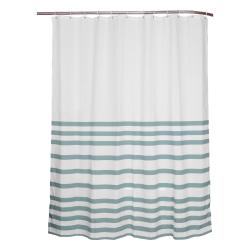 Shower Curtain White Blue Stripe