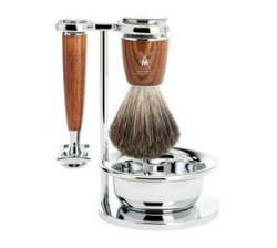 Shaving Set Rytmo 3 Piece Pure Badger Brush W Safety Razor - Ash Wood