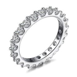 Licliz Sterling Silver Round Cubic Zirconia All Around Cz Eternity Wedding Band Ring 3MM Size 6