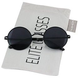 Round Circle Full Metal Frame Sunglasses For Women And Men Colorful Tinted Oceanic Lens John Lennon Glasses Black 45