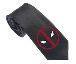 Uyoung Deadpool Symbol Black Men's Woven 2.5" Skinny Tie