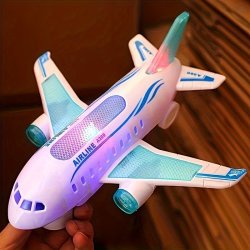 Kids' Electric Airplane Toy With Lights & Music - Durable Plastic Perfect For Boys & Girls Ages 3-6