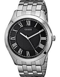 Guess Men's U0476g1 Classic Silver-tone Watch With Black Dial