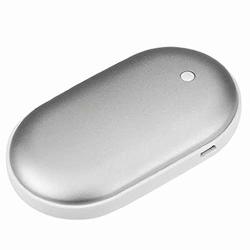 Rechargeable Hand Warmer 5200MAH Electronic Portable Instant Heating Safe Fast Heat Smooth Touching Warm Silver