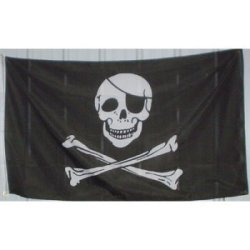 Black Jolly Roger Flag - 3X5 Foot - Piate Flag With Eye Patc
