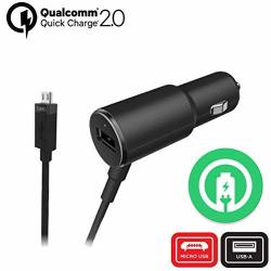 Turbo Fast 25W Car Charger Works For Huawei Y5 II With Extra USB Port And Long Hi-power Microusb Cable