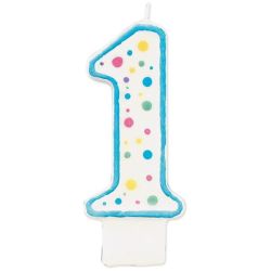 Wilton Blue Polka Dot Number 1 Age Candle Children Birthday Cake Decoration 3