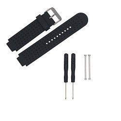 Weinisite Soft Silicone Strap Replacement Watch Band + Lugs Adapters For Garmin Forerunner 230 235 220 Watch Black