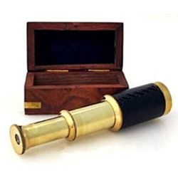 Saif.nautical.store 6" Handheld Brass Telescope With Wooden Box - Pirate Navigation Bombay Jewel