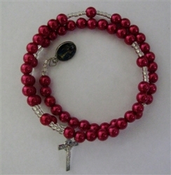 6mm Red Faux Pearl Acrylic Bracelet Rosary