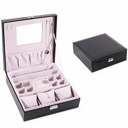 Pengke Watch Box And Jewelry Holder Organizer Pu Leather Case Display Organizer Storage Display Jewelry Watch With Lock And Mirror