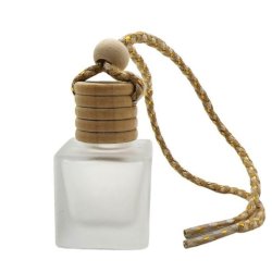 10ML Frosted Glass Square Perfume Bottle & Black Tassels & Wooden Screw Cap