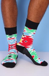 Men's Ndebele Socks - Black-red - Black-red One Size