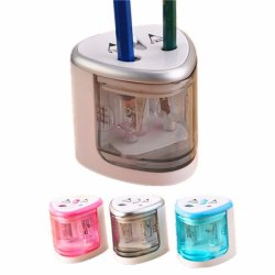 Automatic 2 Hole Electric Battery Operated Pencil Sharpener For Home School Office