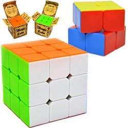 Speed Cube 2 Pack Magic Rubix Cube 3X3 & 2X2 Puzzle Cube Easy Turning Sticker Free Anti-pop Structure And Durable For Professional Players