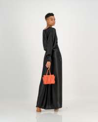 Black Satin Formal Dress - M