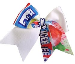 AZBOWS Cheer Bows red and White Cola Hair Bow 