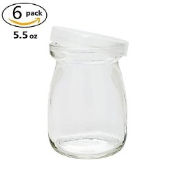 6jars 1set Replacement Glass Jars for Yogurt Maker 5.5oz Cedmon Yoghurt Jars Pudding Jar with Lid 5.5oz