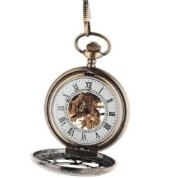 Two-faced Hollow-out Vintage Mechanical Pocket Watch - Bronze