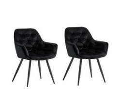 Black Velvet Dining Chairs. Set Of 2