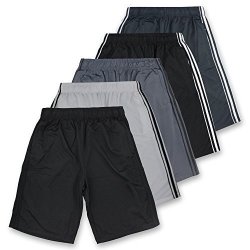 American Legend Mens Athletic Polyester Shorts - Stripe 5 Pack S