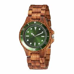 Men's Wood Watch Handmade Natural Wood Luxury Fashion Quartz Lightweight Couple Wrist Watches Green