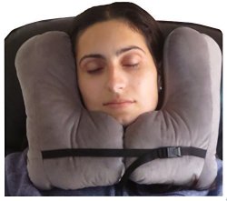 New Skysiesta Snug Travel Pillow- Two L-shaped Fiber Filled Head Supports Bag Eye Mask