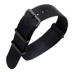 22MM Black Deluxe Premium Nato Style Sturdy Exotic Soft Nylon Sport Men's Wrist Watch Band Wristband