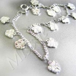925 Sterling Silver 5.4g Charm Bracelet With 14 Butterfly Charms