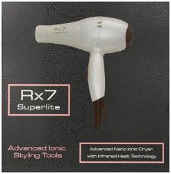 RX7 Superlite Advanced Ionic Tourmaline Hairdryer Silver White Lines 32 Ounce