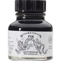 Winsor And Newton Drawing Water Soluble Liquid Indian Ink - Black Brown 30ML