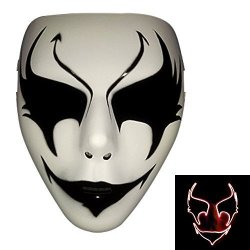Bonamana Luminous Light Up Mask Costume El LED Wire Halloween Mask Death Grimace Masks Masquerade Red