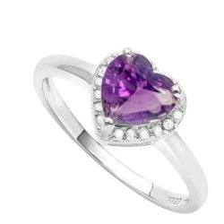 Modern 925 Sterling Silver Genuine Amethyst Engagement Gemstone Women Ring