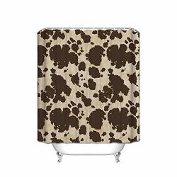 Atoly Cow Cattle Print Brown Pattern Shower Curtain 66X72 Fun Patterned Bathroom Shower Curtain Shower Ring Includes 100% Polyester Brown Spots On A Cow Skin