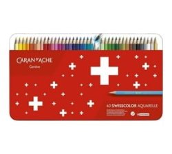 Swisscolor Metal Box-swiss Flag 40 Assorted Colours Caran Dache