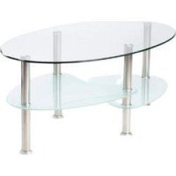 Libi 90X50CM Oval Glass Coffee Table