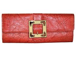 Fino Faux Patent Crocodile Leather Clutch Bag With Chain - Women