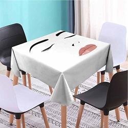 Vicwowone Eyelash Square Tablecloth Ideal As A Gift Square 50 X 50 Inch Youth And Beauty Theme Abstract Attractive Woman Portrait With Closed Eyes Black White Blush