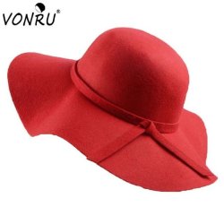 Vonru Cotton Bowler Jazz Top Hat - Red