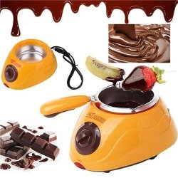 MasterChef Chocolate Fondue Maker- Deluxe Electric Dessert Fountain Fondue  Pot Set with 4 Forks & Party Serving Tray 