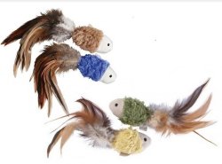 Kong - Natural Crinkle Plush Fish Toy With Feathers