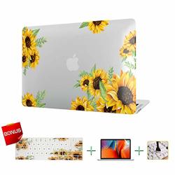 Laptop Case Plastic Macbook Case Sunflower Hard Shell Cover Keyboard Cover Screen Protector For Macbook Pro 15 Inch Case 2019 2018 2017 2016 Release A1990 A1707 Touch Bar Model
