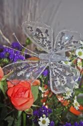 Stunning Set Of 2 Butterlies For Wedding baby Shower Or Any Special Occasion - Metallic Silver